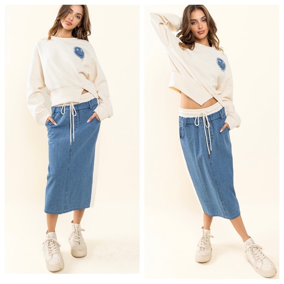 27 Denim Contrast Midi Skirt - Picture 2 of 2